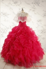 2015 Pretty Beading Red Quinceanera Dresses with Sweetheart FNAO293AFOR