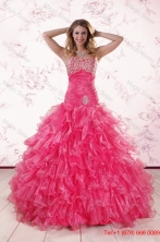 2015 Top Seller Sweetheart Hot Pink Quinceanera Dresses with Ruffles XFNAO305FOR