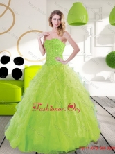 Beautiful Sweetheart Spring Green 2015 Quinceanera Dresses with Beading and Ruffles QDDTD12002FOR
