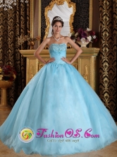 Chiriqui Panama Customize Aqua Blue For Beautiful Quinceanera Dress With Sweetheart Organza Beading ball gown Style QDZY356FOR