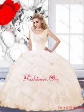 Classical 2015 Champagne Quinceanera Dress with Beading and Ruffles SJQDDT47002FOR