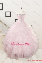 Cute Baby Pink Quinceanera Dresses with Beading and Ruffles FNAO818FOR