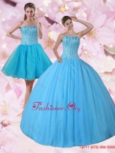 Gorgeous Detachable Baby Blue Strapless Quinceanera Dress with Beading PDZY690TZFOR