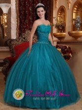 La Tiza Panama Hand Made Flowers Teal Unique Quinceanera Dress For 2013 With Sweetheart In Soecial Design Style QDZY699FOR