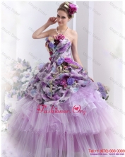 Luxurious 2015 Multi Color Sweet Sixteen Dresses with Hand Made Flowers and Ruffles WMDQD017FOR