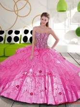 Luxurious Beading and Embroidery Hot Pink Quinceanera Dresses QDDTA23002FOR