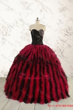 Luxurious Sweetheart Beading Quinceanera Dresses in Red and Black  FNAO787FOR