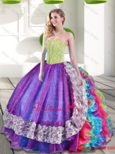 Pretty Multi Color Sweetheart Beading and Ruffles 2015 Quinceanera Dresses QDDTA63002-3FOR