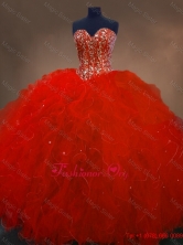 Pretty Red Sweetheart Quinceanera Gowns with Ruffles and Beading SWQD050-4FOR