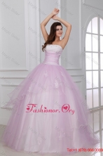 Strapless White and Baby Pink Quinceanera Dress with Appliques FFQD022FOR