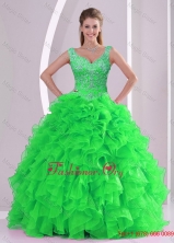 Wonderful Beading and Ruffles Spring Green Quinceanera Dresses QDDTA6001-7FORQDDTA5001-5FOR