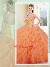 Affordable Ball Gown Orange Red Quinceanera Gowns with Ruffles SJQDDT365002FOR