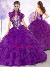 Affordable Ball Gown Purple Quinceanera Gowns with Beading and Ruffles SJQDDT452002FOR