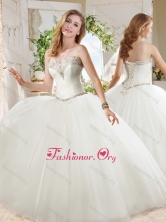 Affordable Ball Gown Sweetheart Beaded Organza Quinceanera Dress in Tulle SJQDDT683002FOR