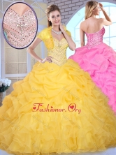 Affordable Ball Gown Sweetheart Beading and Pick Ups Quinceanera Gowns SJQDDT374002FOR