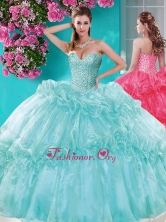 Affordable Beaded and Pick Ups Quinceanera Gown with Really Puffy SJQDDT644002FOR