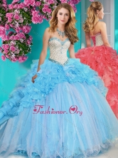 Affordable Beaded and Ruffled Big Puffy Quinceanera Dress with Brush Train SJQDDT651002FOR