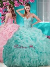 Affordable Brush Train Really Puffy Quinceanera Dress with Beading and Ruffles SJQDDT642002FOR