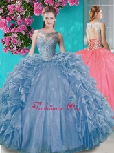 Affordable Open Back Beaded and Ruffled Sweet 16 Dress with Removable Skirt SJQDDT671002FOR