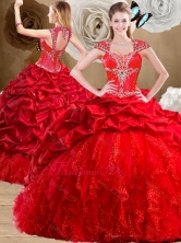 Affordable Red Sweet 16 Dresses with Beading and Pick Ups SJQDDT476002-2FOR