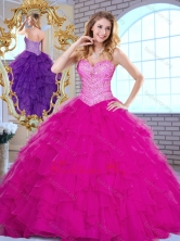 Affordable Sweetheart Beading and Ruffles Quinceanera Dresses in Fuchsia SJQDDT379002-2FOR
