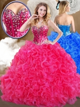Affordable Sweetheart Hot Pink Quinceanera Gowns with Ruffles SJQDDT482002-2FOR