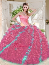 Beautiful Beaded Pleated and Ruffled Big Puffy Quinceanera Dress in RainbowSJQDDT700002FOR