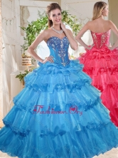 Elegant Puffy Skirt Beaded and Ruffled Layers Quinceanera GownSJQDDT738002FOR