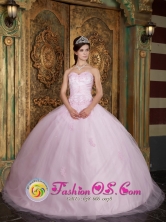 Huancayo Peru Lovely Baby Pink  Quinceanera Dress With Appliques Decorate For Summer Style QDZY151FOR