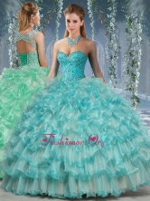 Lovely Big Puffy Quinceanera Gown with Beading and Ruffles