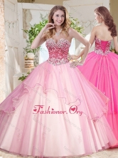 Lovely Ruffled Layers Sweet 16 Dress with Beaded Bodice in PinkSJQDDT702002FOR