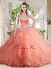 New Arrivals Beaded and Ruffled Big Puffy Quinceanera Dress with OrangeSJQDDT722002FOR