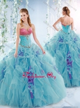 Wonderful Aqua Blue Detachable Quinceanera Dresses with Ruffles and Beading SJQDDT543002FOR