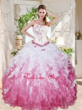 Wonderful Asymmetrical Big Puffy Sweet 16 Dress with Beading and RufflesSJQDDT694002FOR