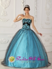 2013 Customer Made Elegant Black and Blue Beading and Appliques Quinceanera Gowns With Taffeta and Tulle In  Canelones Uruguay  Wholesale Style QDZY238FOR