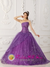 2013 Spring Lavender A-line Embroidery Quinceanera Dress With Strapless Satin and Organza In Show Low IN Tala Uruguay Style QDZY276FOR