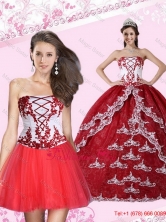 2015 Appliques Strapless Quinceanera Dress in Multi Color QDZY386TZFOR