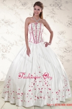 2015 Cheap Strapless Quinceanera Dresses with Appliques XFNAO670FOR