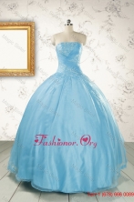 2015 Discount Strapless Beading Quinceanera Dress in Baby Blue FNAO046FOR