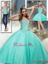 2015 Discount Sweetheart Quinceanera Dresses with Beading in Aqua Blue SJQDDT68001FOR
