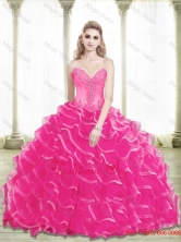 2015 Gorgeous Beading and Ruffled Layers Sweetheart Quinceanera Dresses in Hot Pink SJQDDT25002-2FOR