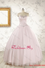 2015 Pretty Beading Light Pink Quinceanera Dresses FNAO800FOR