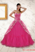 2015 Sweetheart Rose Pink Quinceanera Dresses with Sequins and Appliques XFNAO350FOR