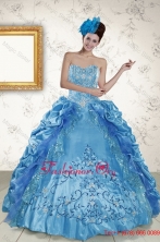 2015 Sweetheart Teal Quince Gown with Embroidery and Pick Ups XFNAOA36TZFXFOR