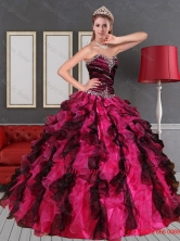 2015 Unique Sweetheart  Multi Color Quinceanera Dress with Beading and Ruffles QDZY689TZFXFOR