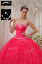 2016 Latest Ball Gown Appliques Quinceanera Dresses in Coral Red QDZY566BFOR