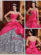 2016 The Most Popular Ball Gown Hot Pink Quinceanera Gowns with Beading QDZY367CFOR