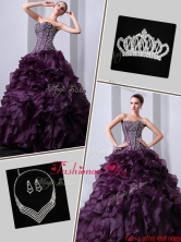 2016 The Most Popular Brush Train Sweet 16 Dresses with Beading and Ruffles UNION19T06CFOR