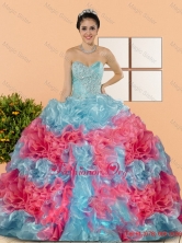 Affordable Multi Color 2015 Sweet 15 Dresses with Beading and Ruffles QDDTC5002FOR
