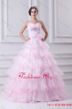 Ball Gown Strapless Beading Appliques Baby Pink  Quinceanera Dress FVQD003FOR